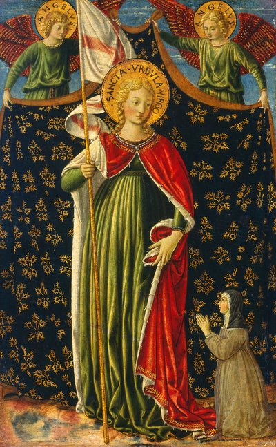 Sainte Ursule avec deux anges et un donateur, vers 1455-60 - Benozzo di Lese di Sandro Gozzoli